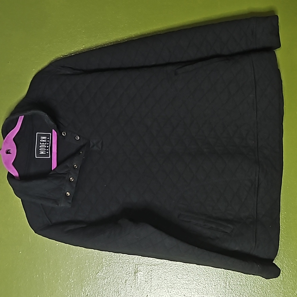 Modern Canvas Quilted Snap Pullover Sweatshirt, Women’s size L